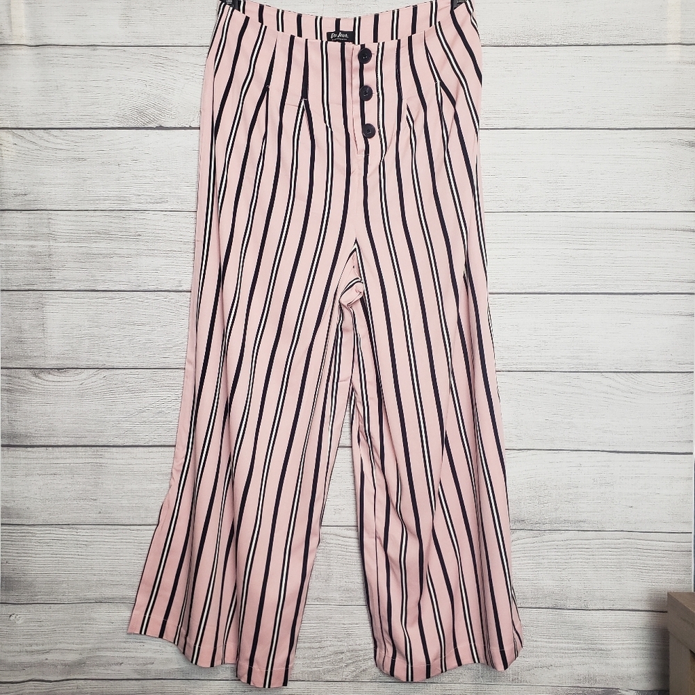 NWT Du Jour Modern‎ Striped Blush Navy Cropped Pants Womens Small